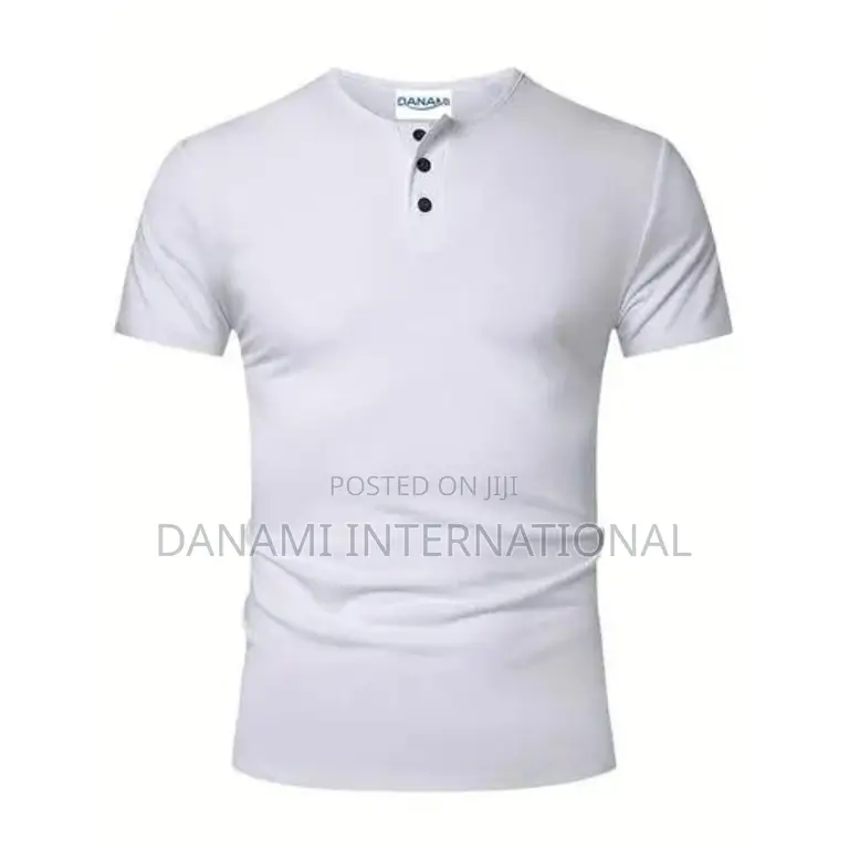 Danami Men’S Short Sleeve Henley T Shirt- White