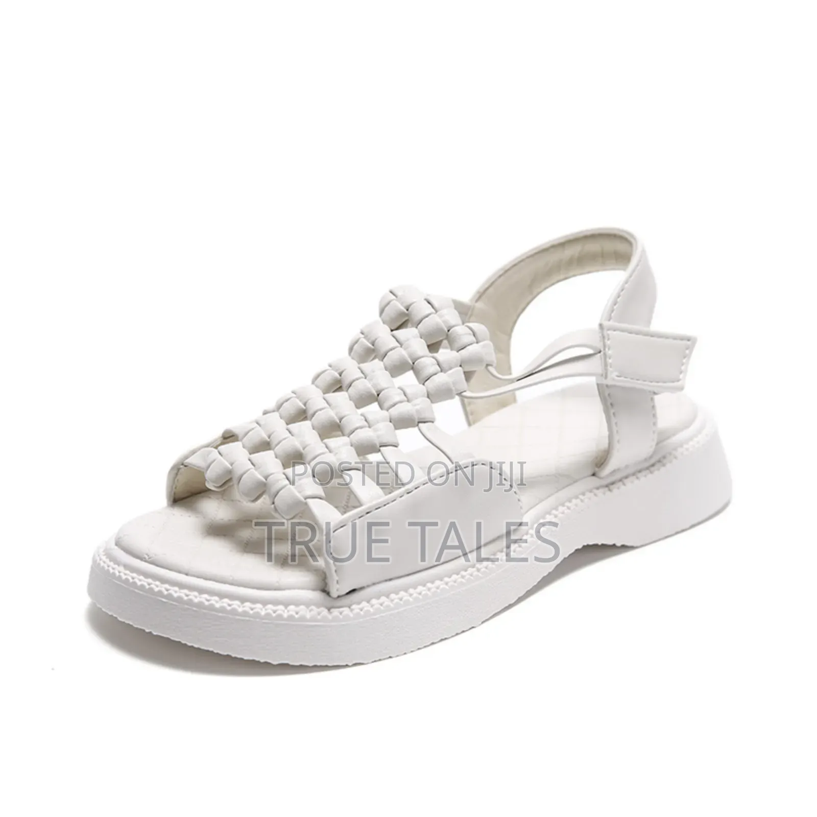 Girl's Weave Sandals White Black Sizes 24 To 37