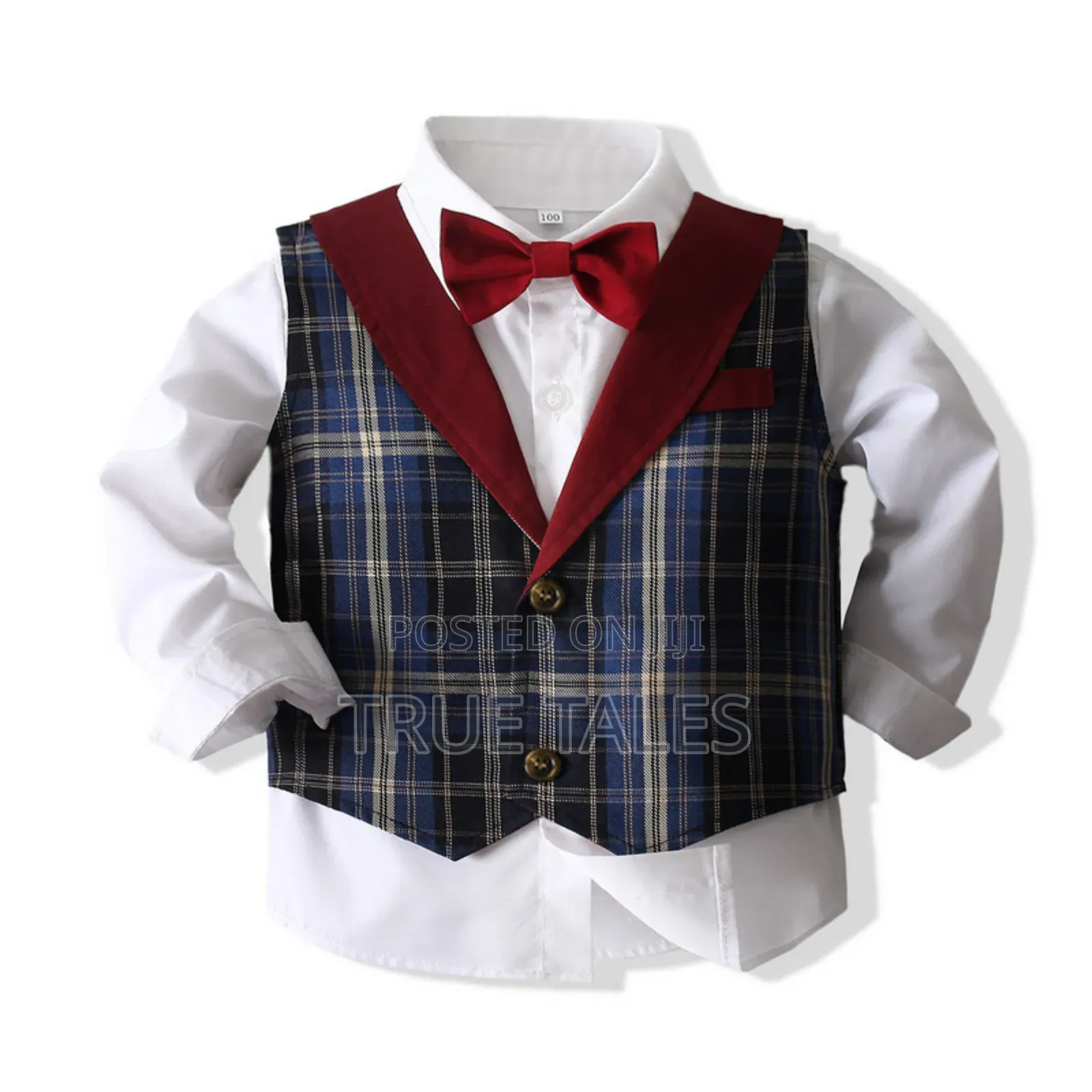 Toddler Boys Plaid Striped Waistcoat,Shirt Trousers 3pcs Set