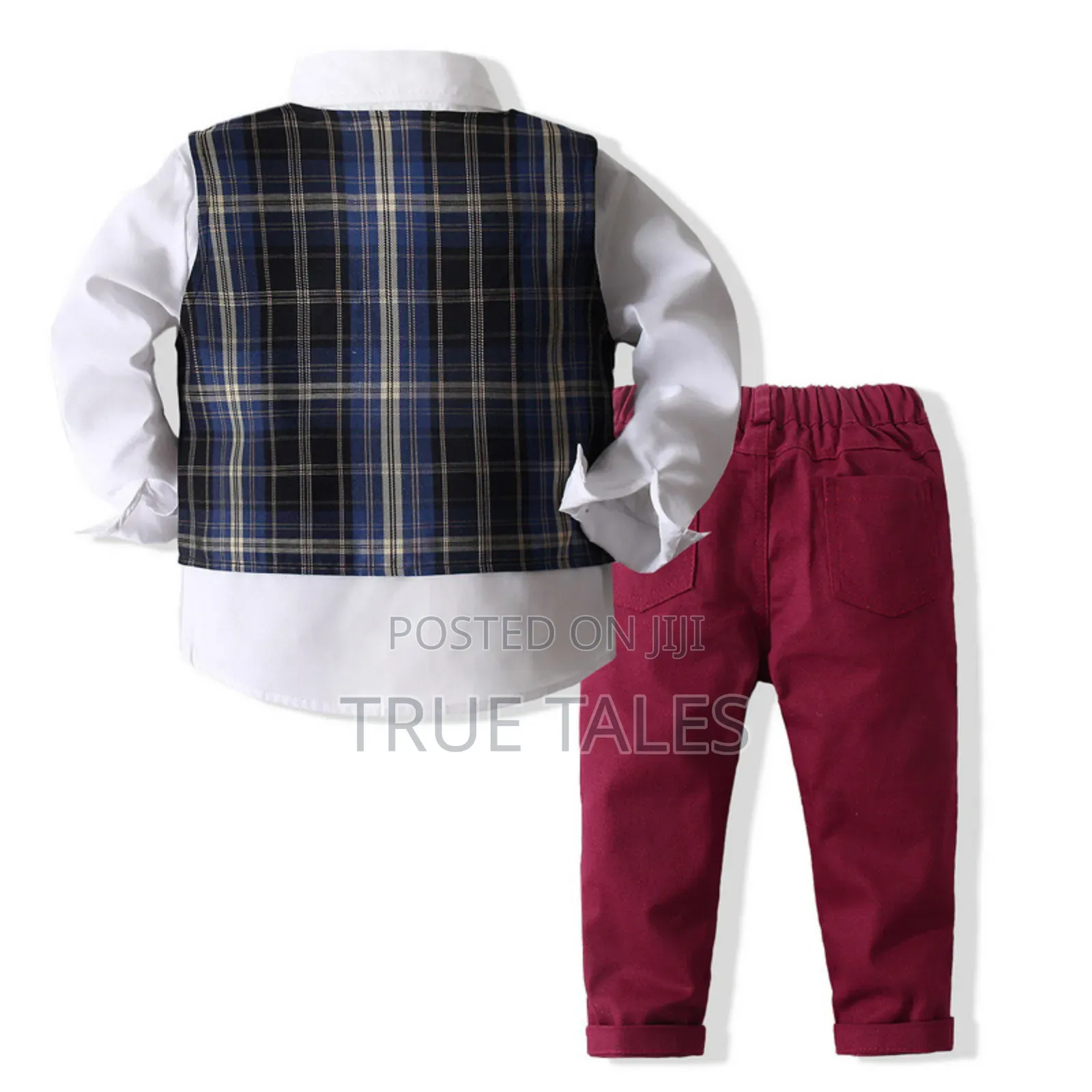 Toddler Boys Plaid Striped Waistcoat,Shirt Trousers 3pcs Set