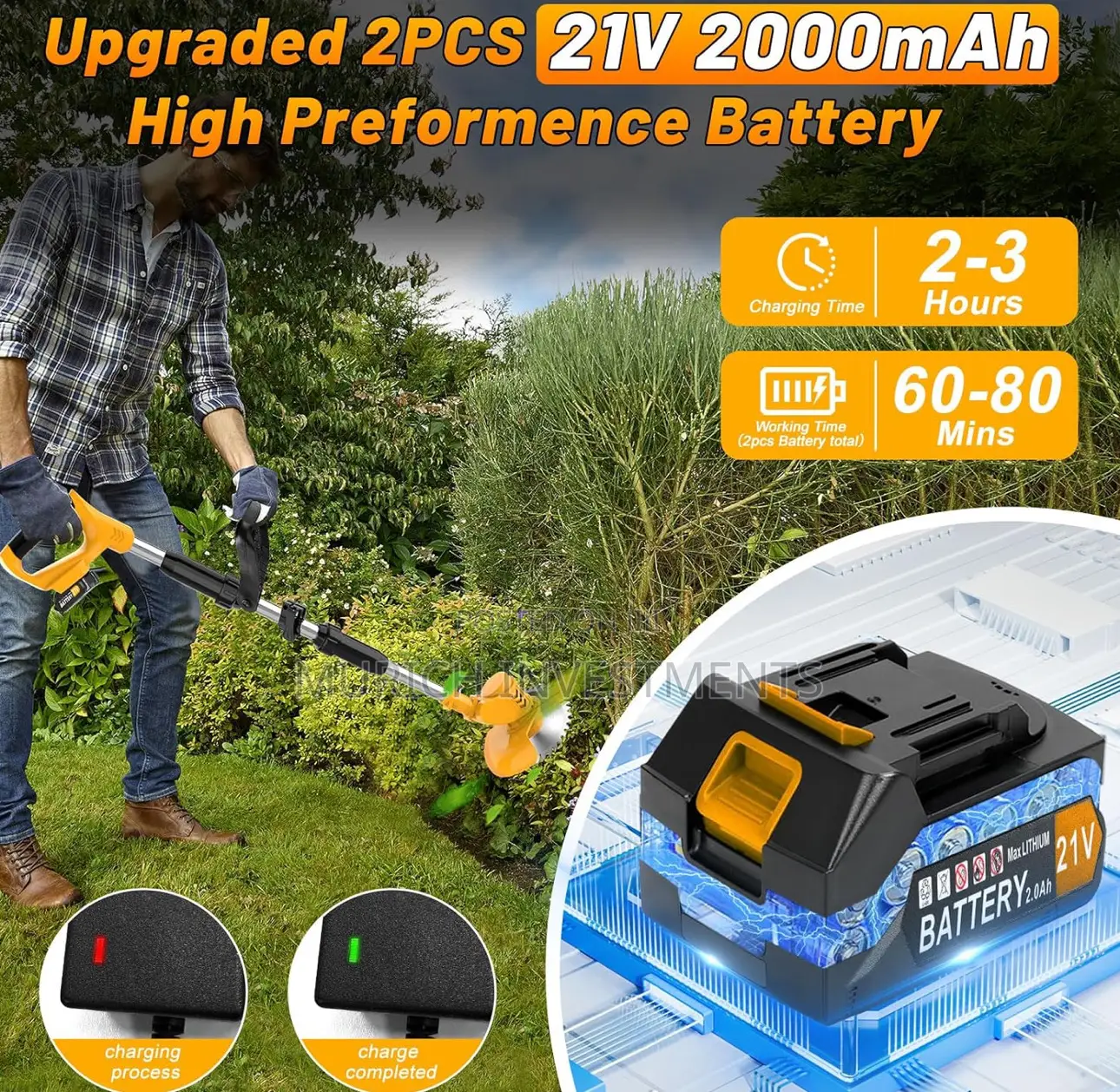 Cordless Grass Line Trimmer Edger With 2 Batteries And Ch