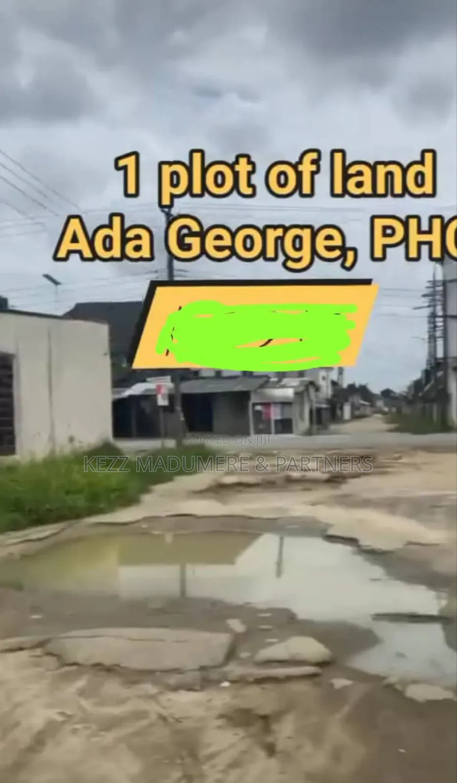 For Sale : 1 Plot 5 Meters From the New Road ,At Ada George