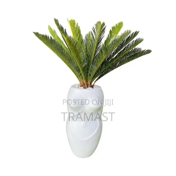 Artificial Cycas Palm Potted With Fiberglass Sisi Vase