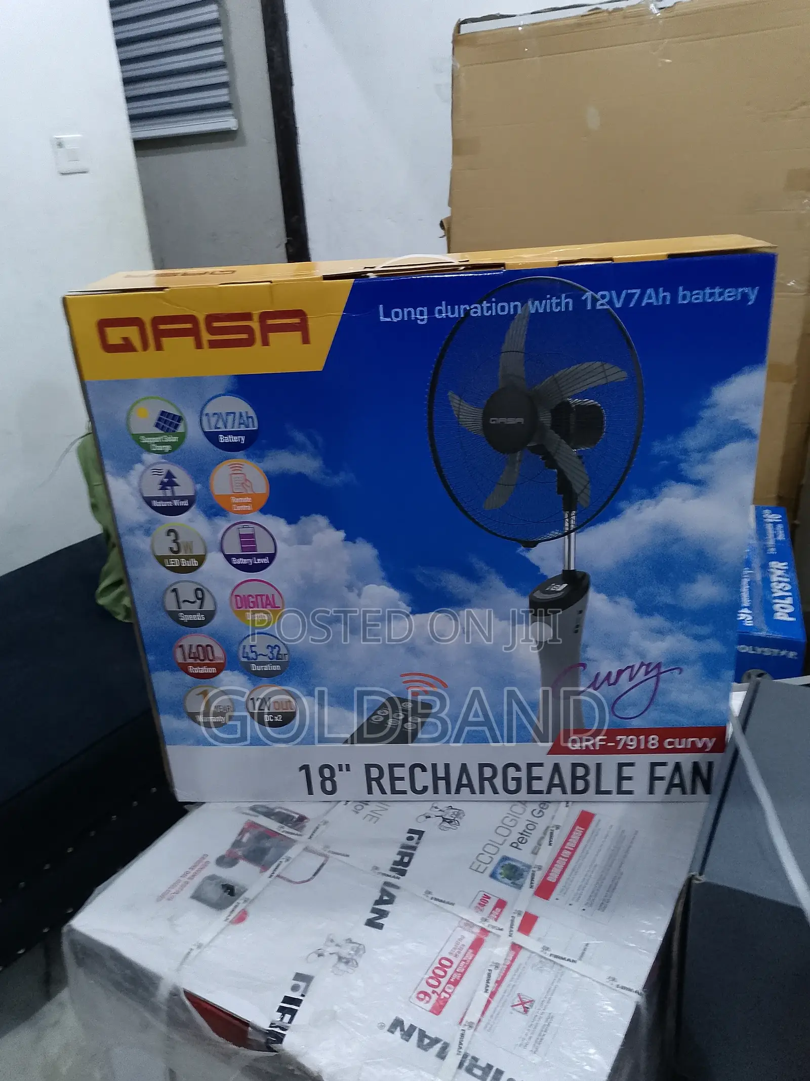 12v7ah Battery 18" QASA Rechargeable Standing Fan