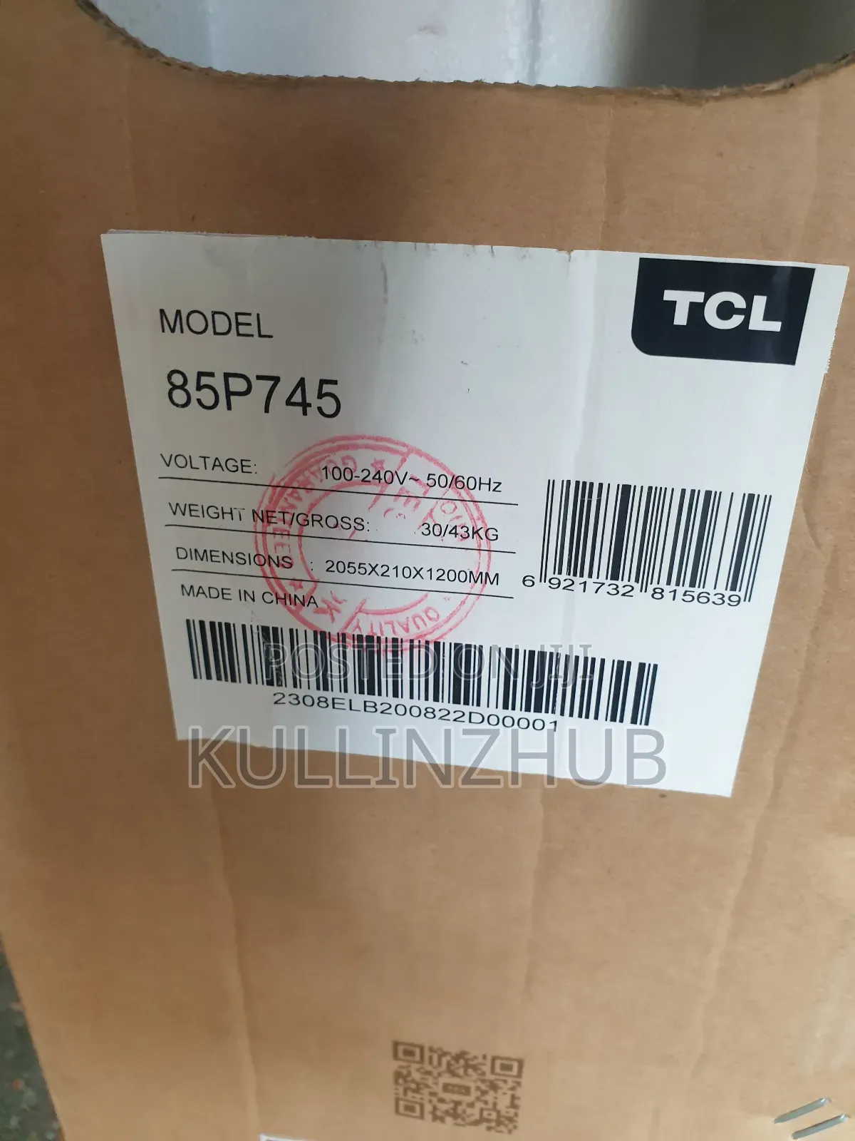 TCL 85" Uhd HDR LED Smart (120hz) Google TV -85p745