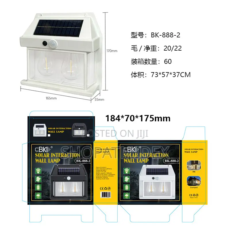 Solar Wall Double Bulb Lamp for Home/Garden/Balcony