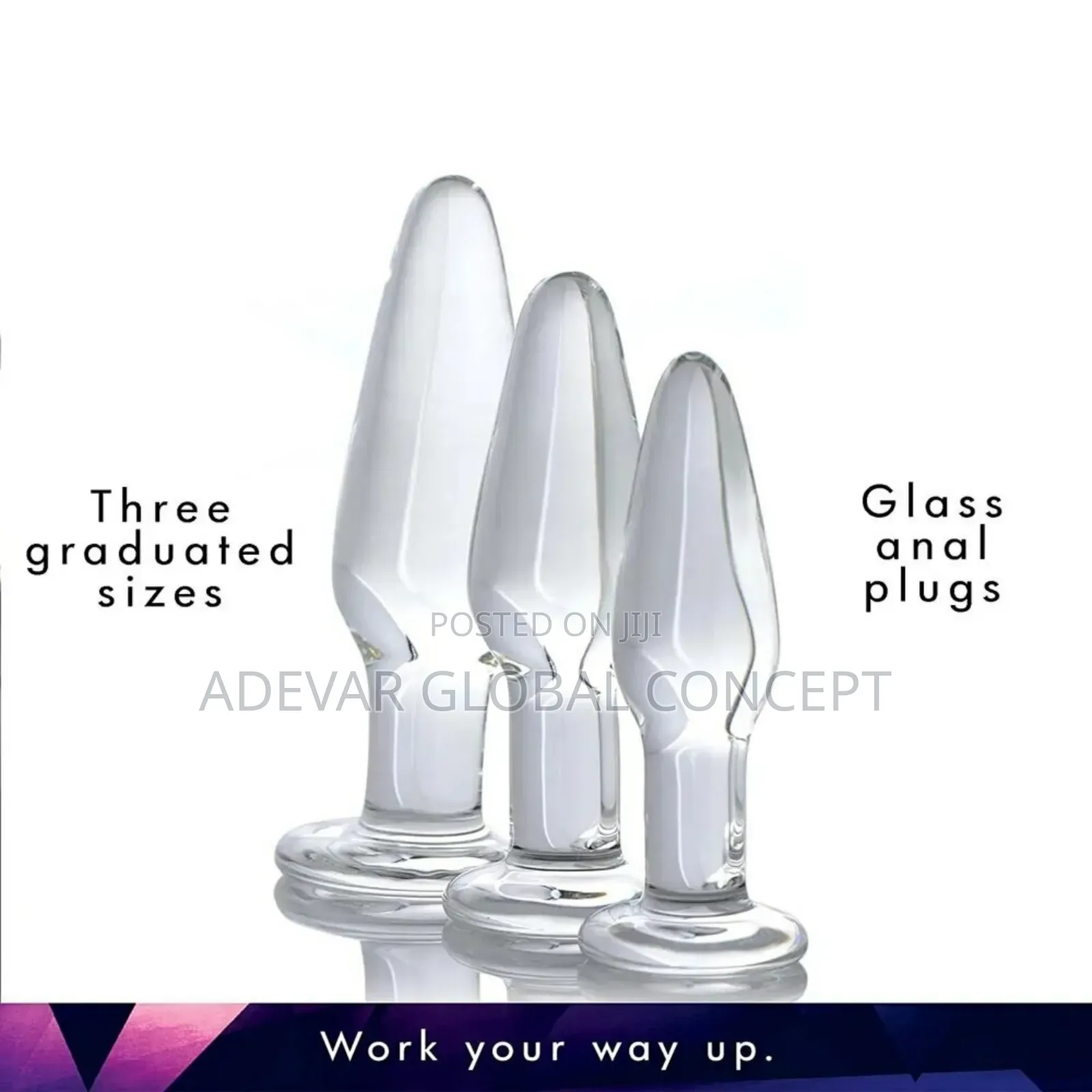 3 Piece Glass Butt Plug G-Spot Crystal Anal Sex Toys