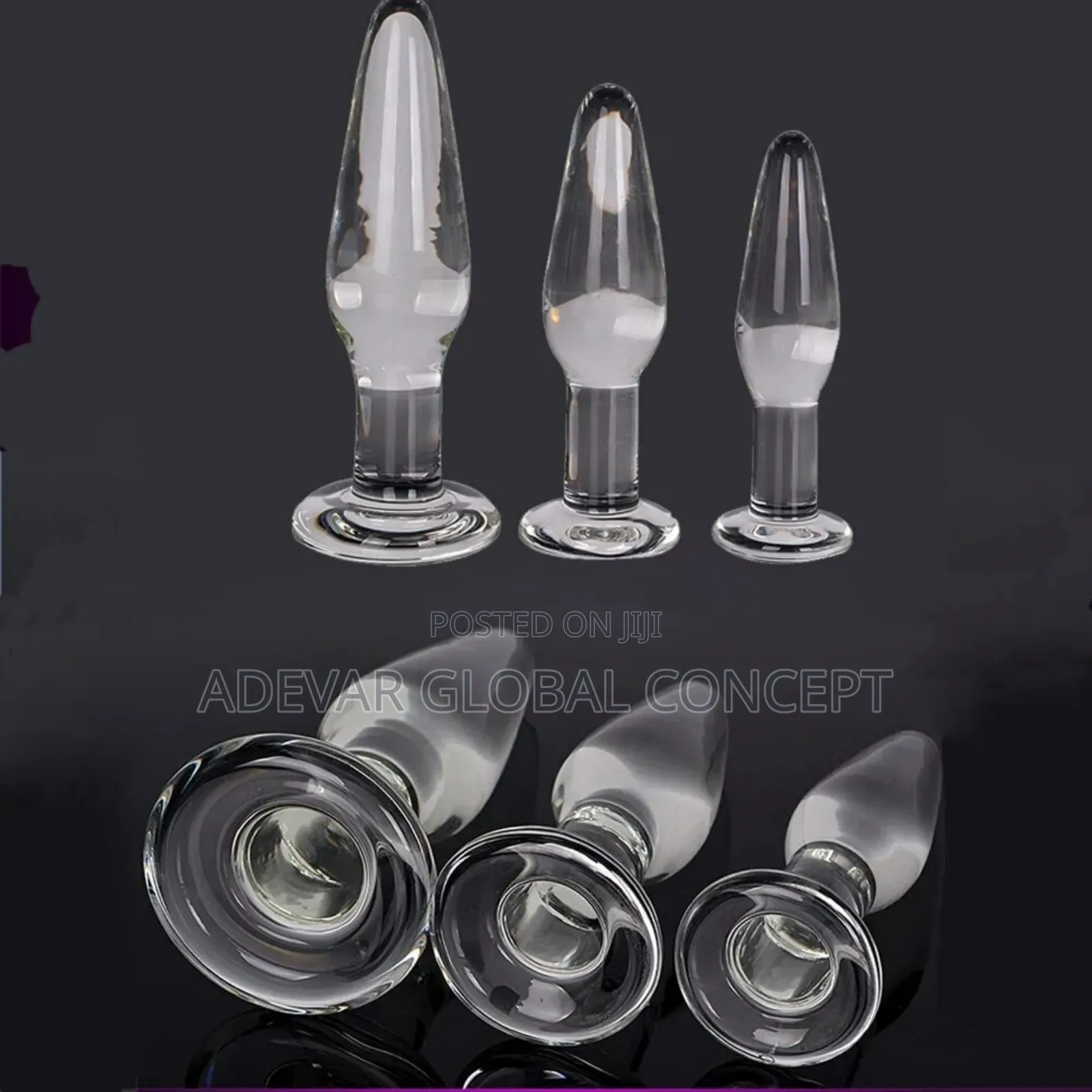 3 Piece Glass Butt Plug G-Spot Crystal Anal Sex Toys