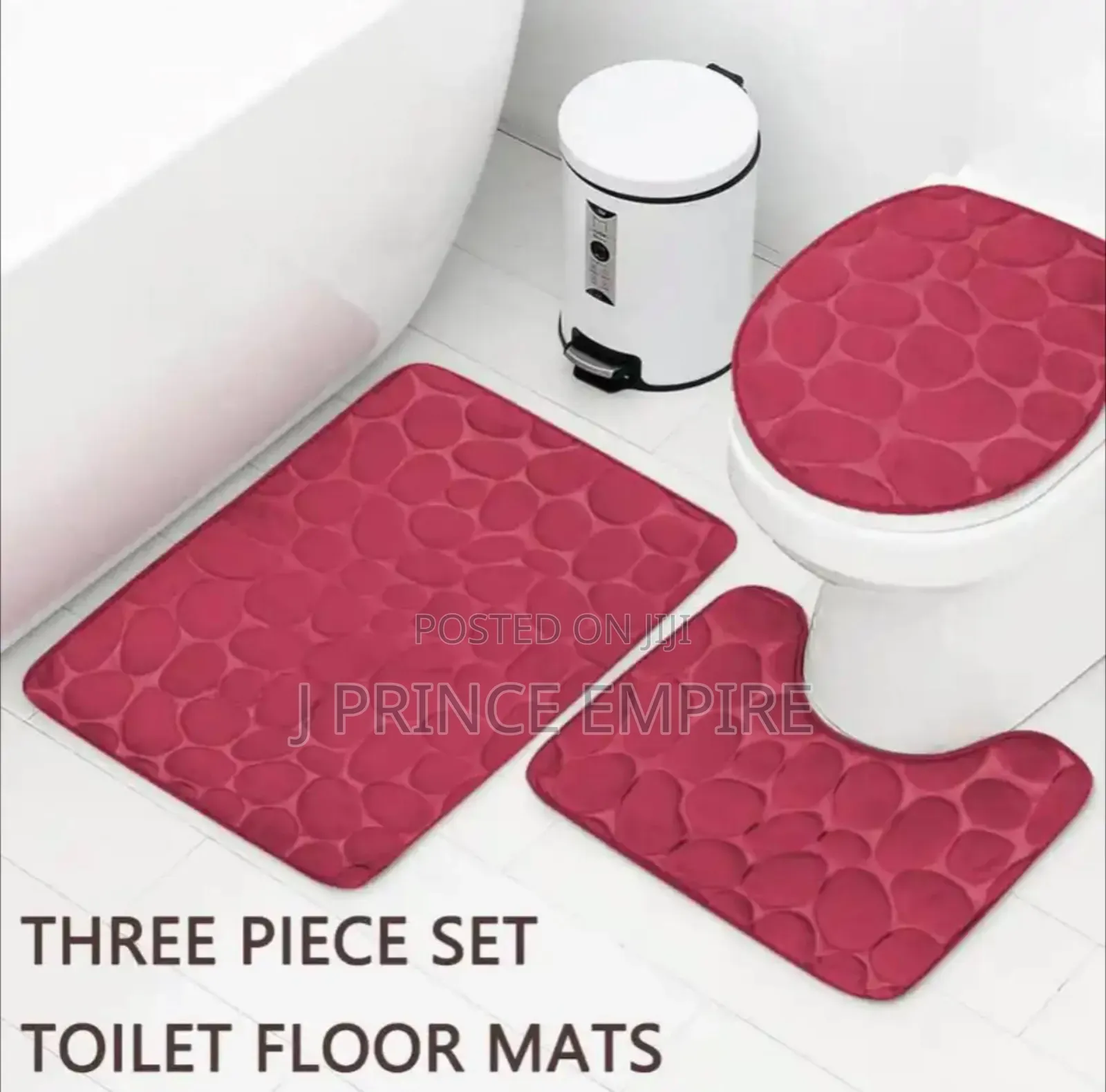 3 Sets Graphics 3D Bathroom/Toilet Mat Nonslip Bath Bathtub