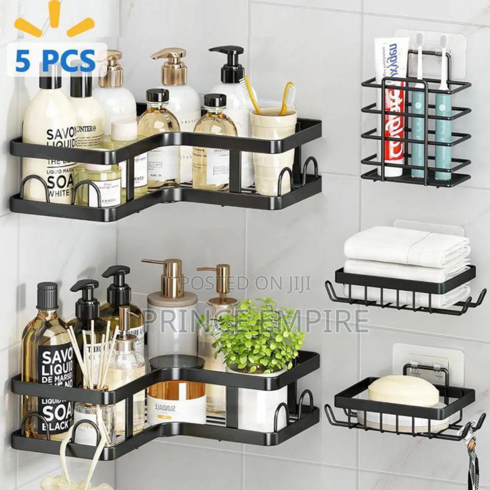 Corner Shower Caddy 5 Pack, Adhesive Shower Organizer Shelve
