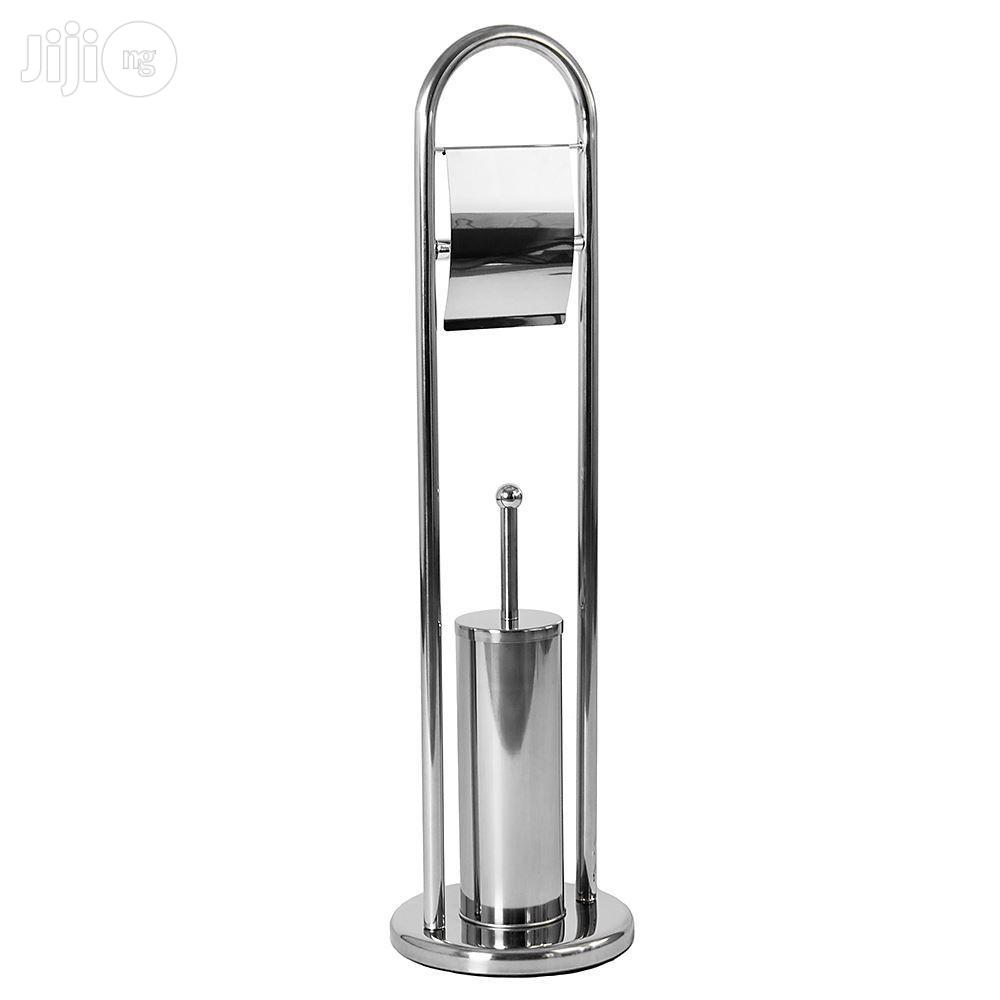 Toilet Brush Paper Holder Round Base Stainless Bathrom