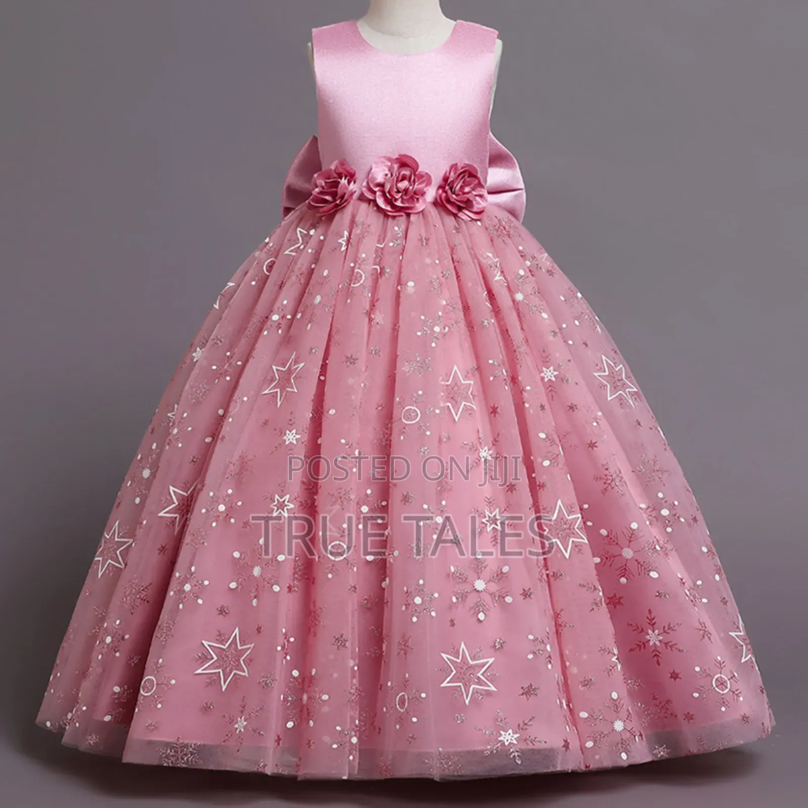 Cinderella Ballgown Dress With Glitters, Flowers Belt