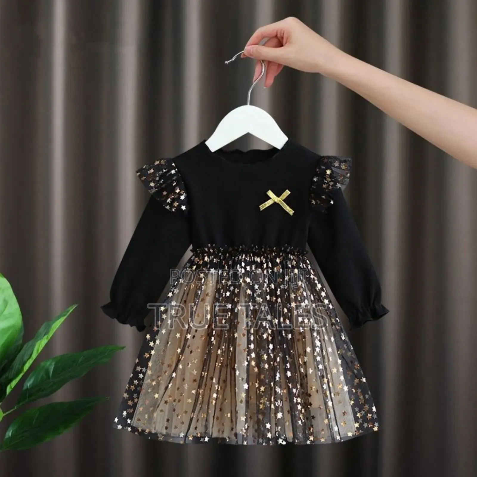 Black Gold Dress With Star Glitters Ages 1 To 5 Years