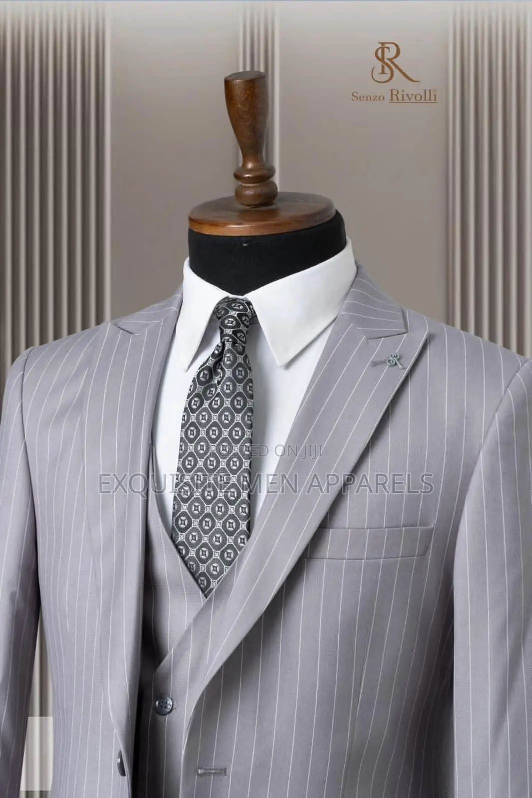 Lighter Ash Stripe Slimfit Turkish Suit for Men