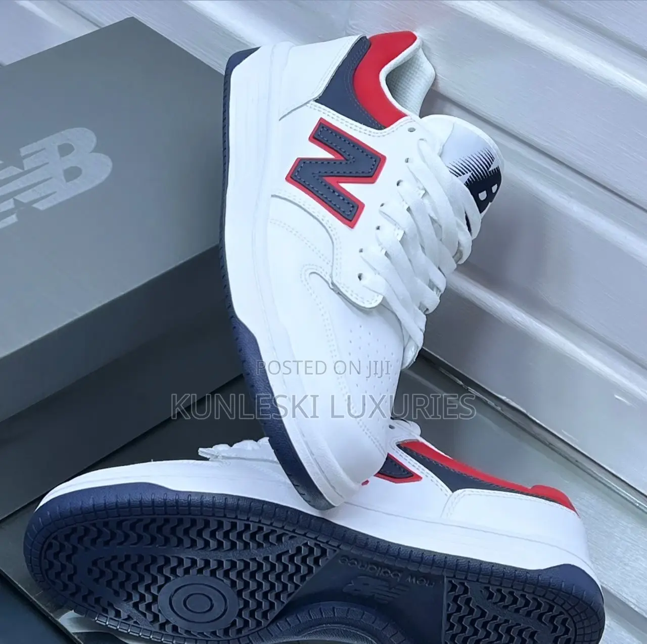 Original New Balance 480 White Indigo Red Sneakers