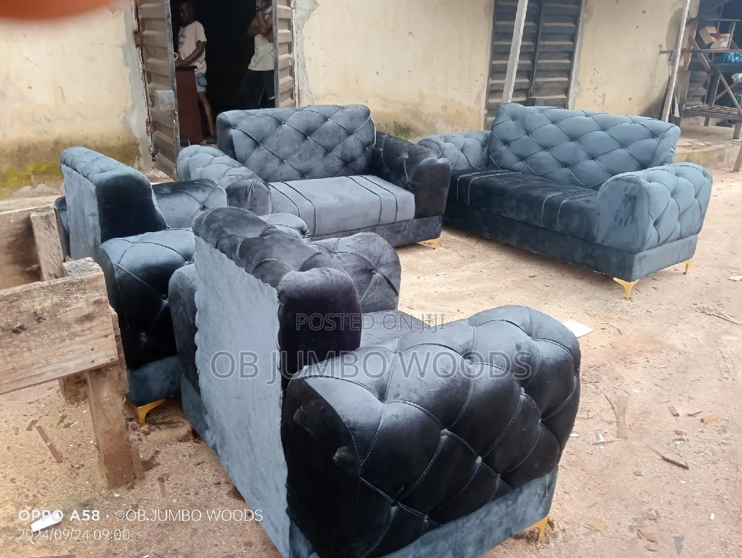 A Simple Set of Gray Upholstery Sofa
