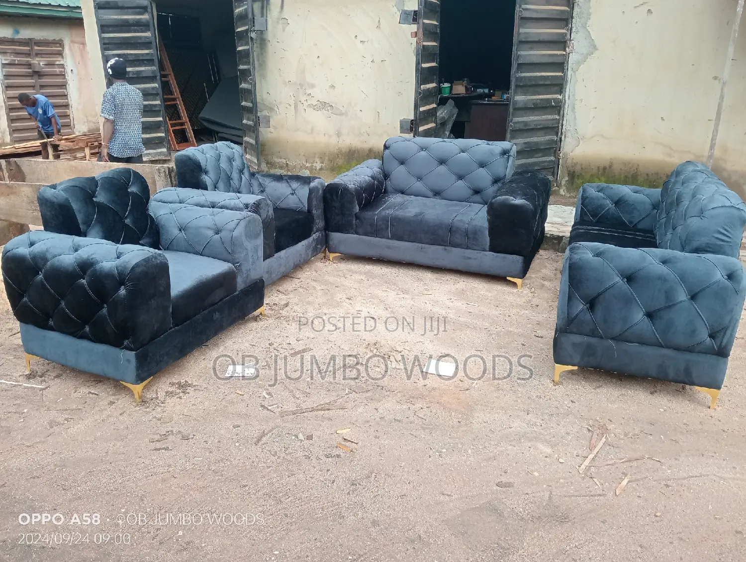 A Simple Set of Gray Upholstery Sofa