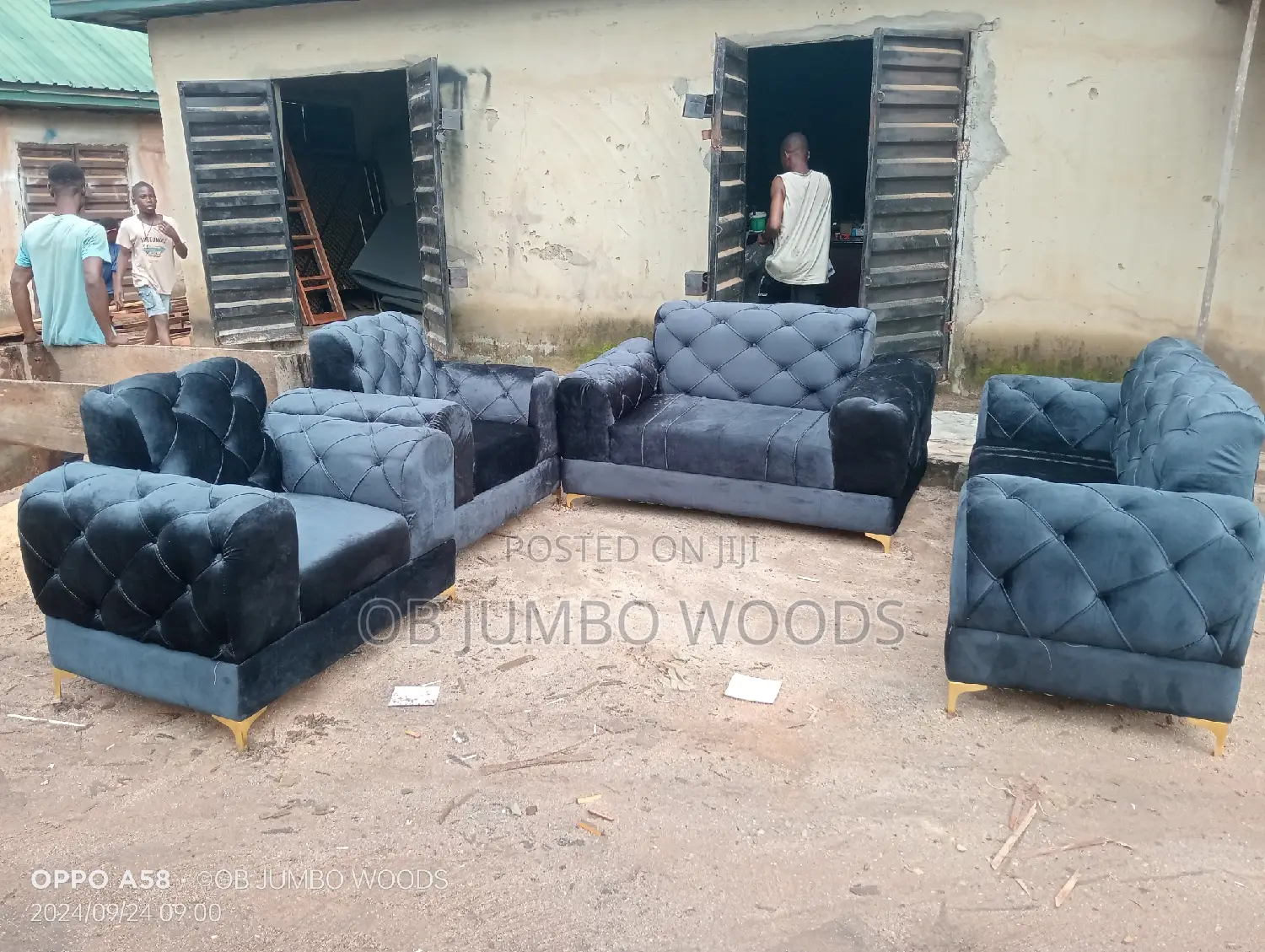 A Simple Set of Gray Upholstery Sofa