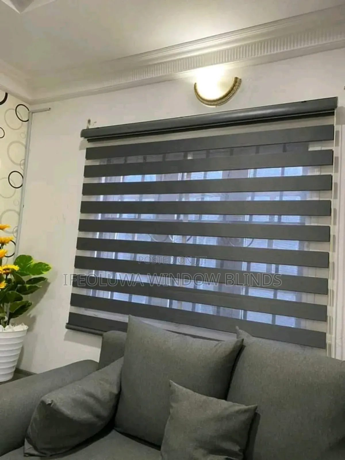 Flower Day and Night Blinds With Turkish Curtains