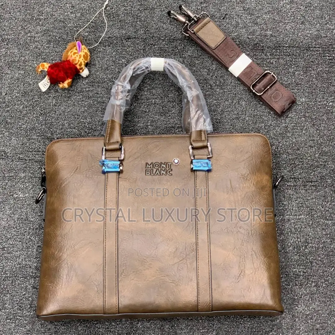 Mont Blanc Quality Luxury Men Genuine Leather Laptop Bag