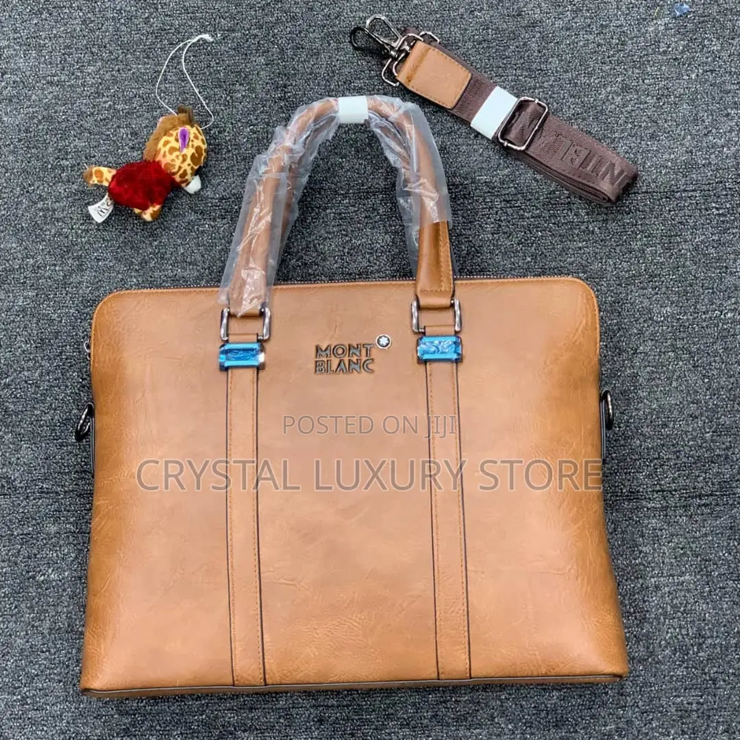 Mont Blanc Quality Luxury Men Genuine Leather Laptop Bag