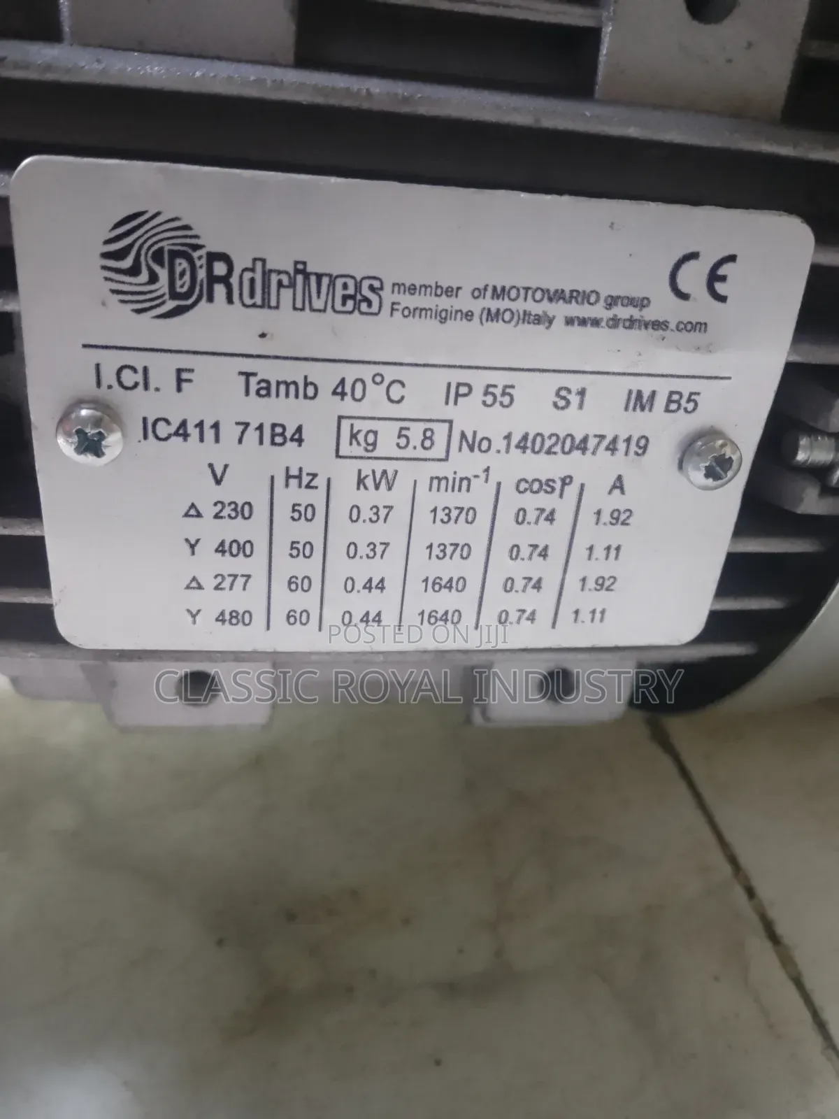 Gear Motor Ratio 100:1 Motovario