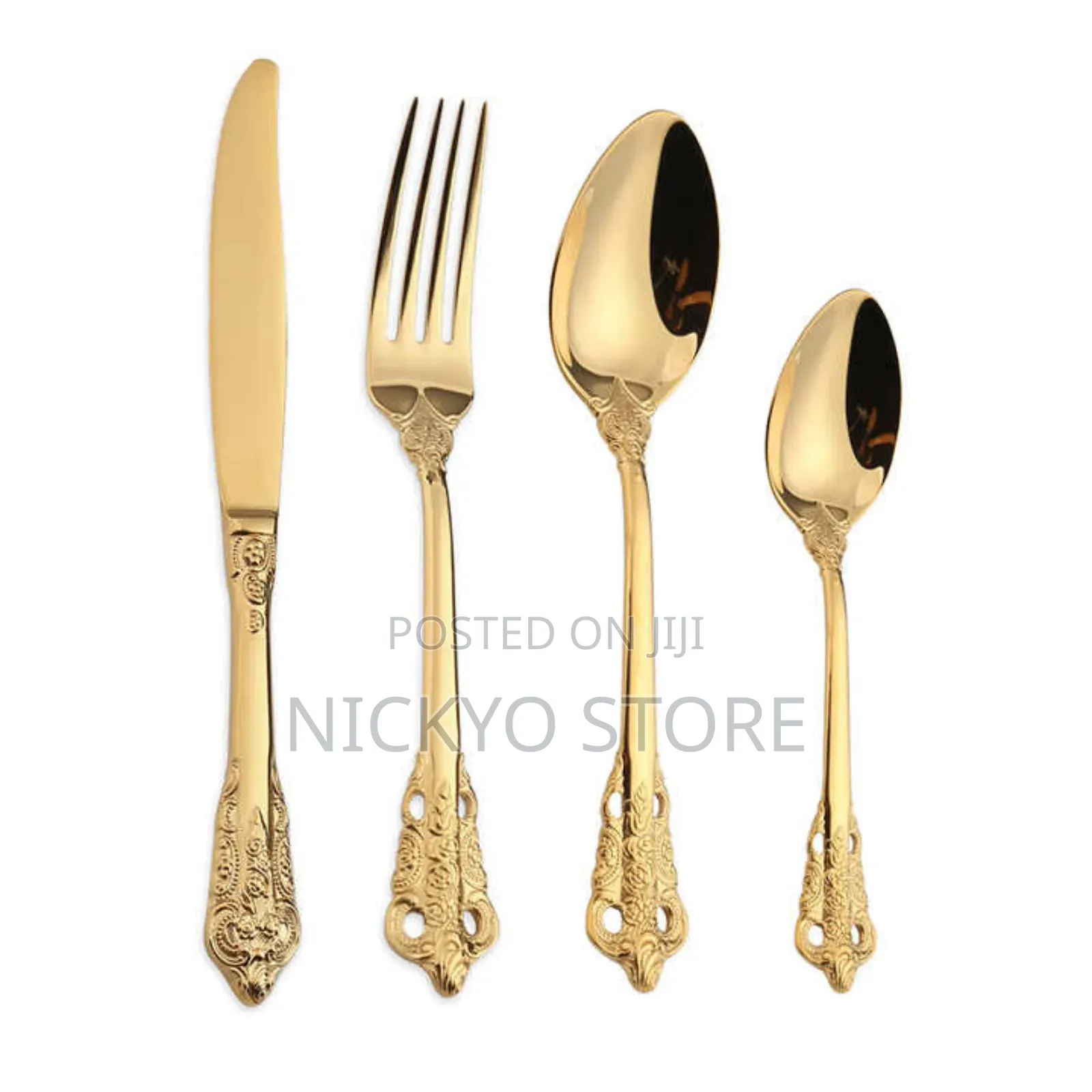 Generic Golden Wooden Box Flatware 24pcs Cutlery Dinner Set