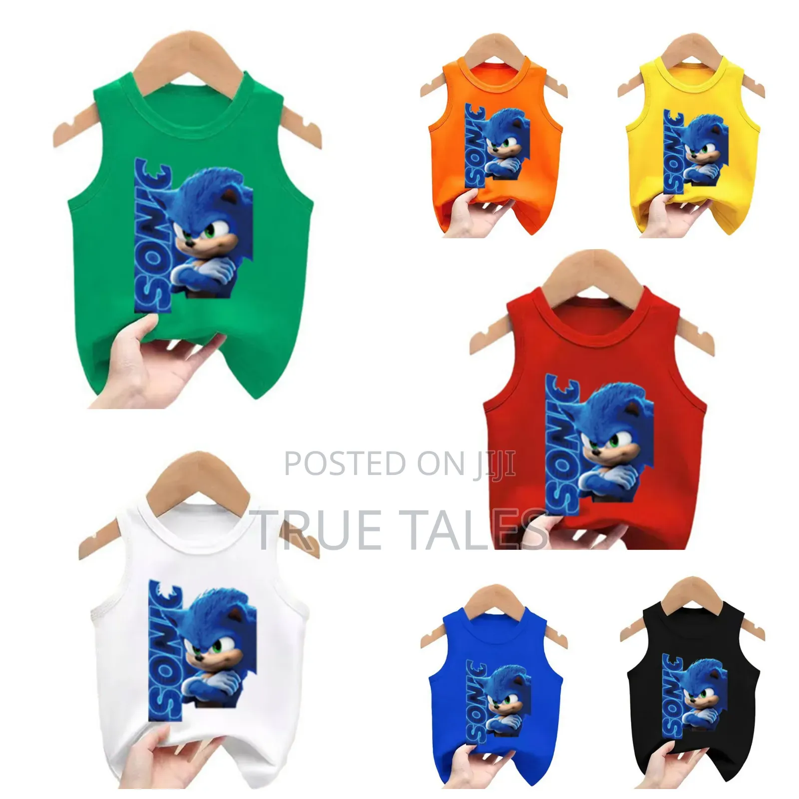 Sonic Character Sleeveless Tops Ages 2 to 13 Years