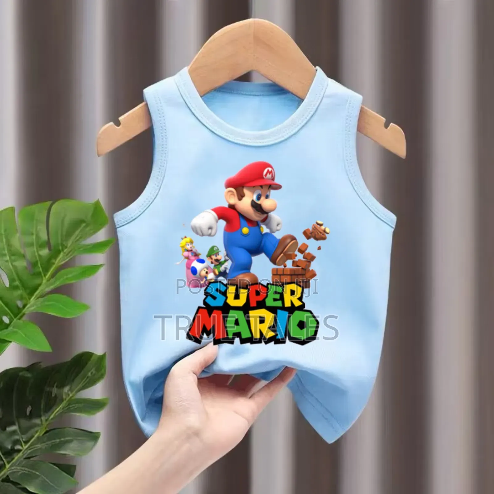 Super Mario Character Sleeveless Tops Ages 2 to 13 Years