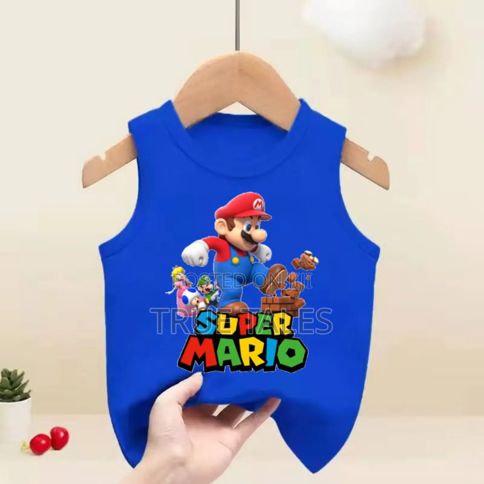 Super Mario Character Sleeveless Tops Ages 2 to 13 Years