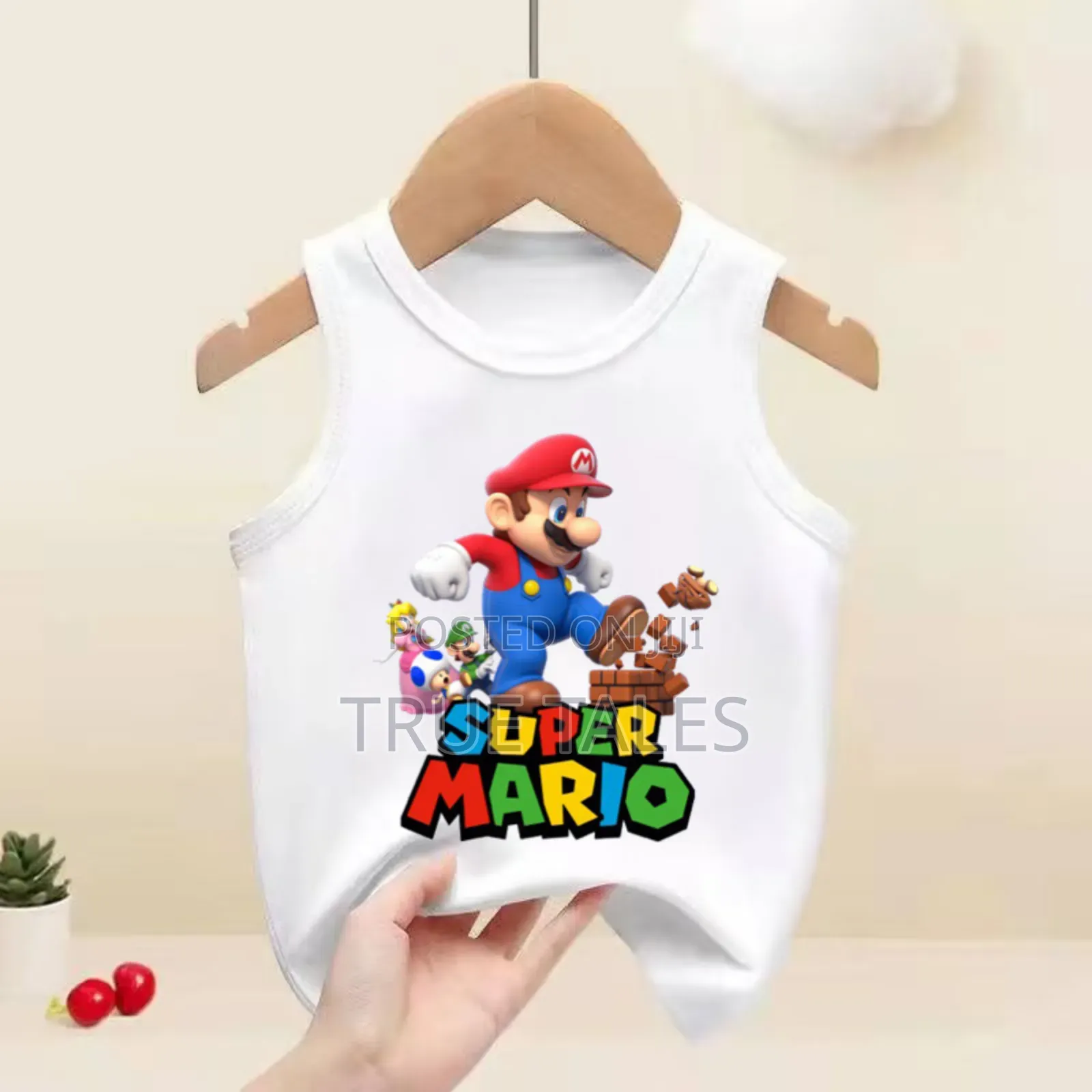 Super Mario Character Sleeveless Tops Ages 2 to 13 Years