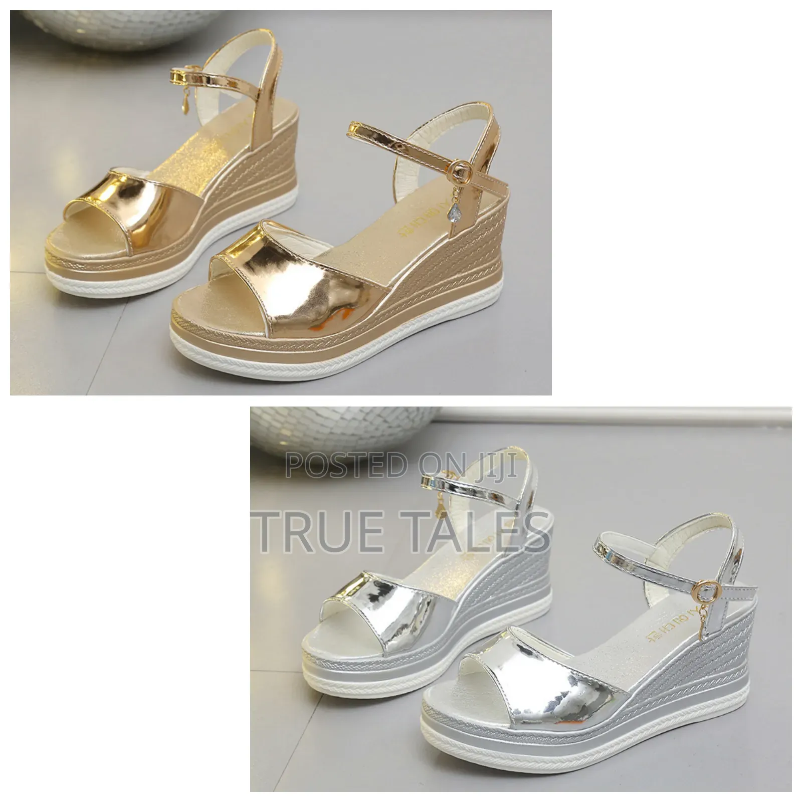 Classy Wedge Sandals Gold And Silver Colours