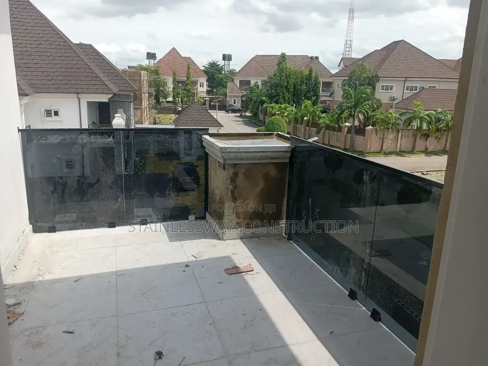 Dark Grey Glass Balcony Handrails