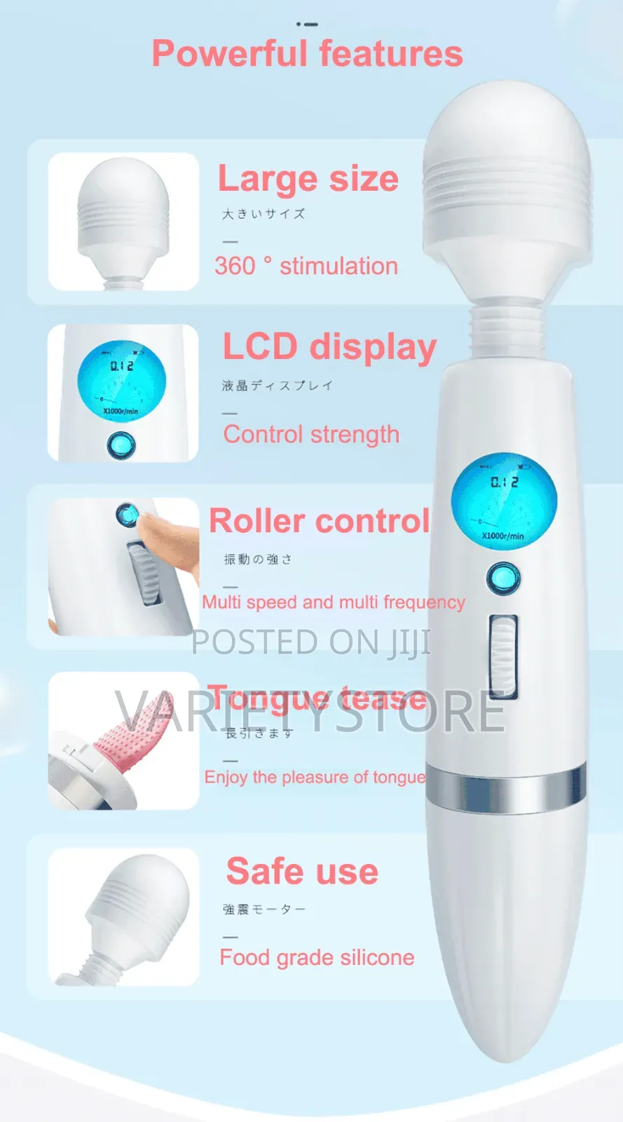 Japan 2 in 1 LCD Magic Wand Gspot Clitoris Stimulato Sex Toy