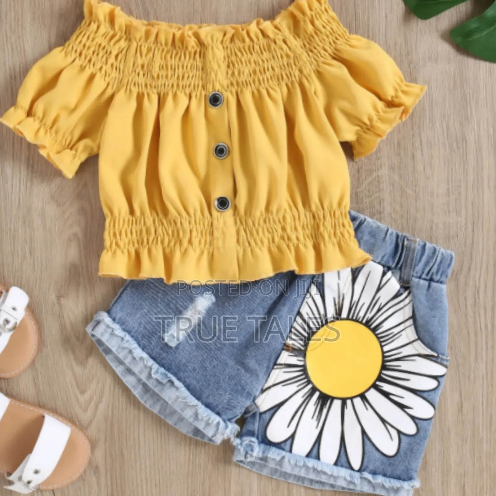 Turkey Girl's Halter Neck Top and Jeans Flower Shorts