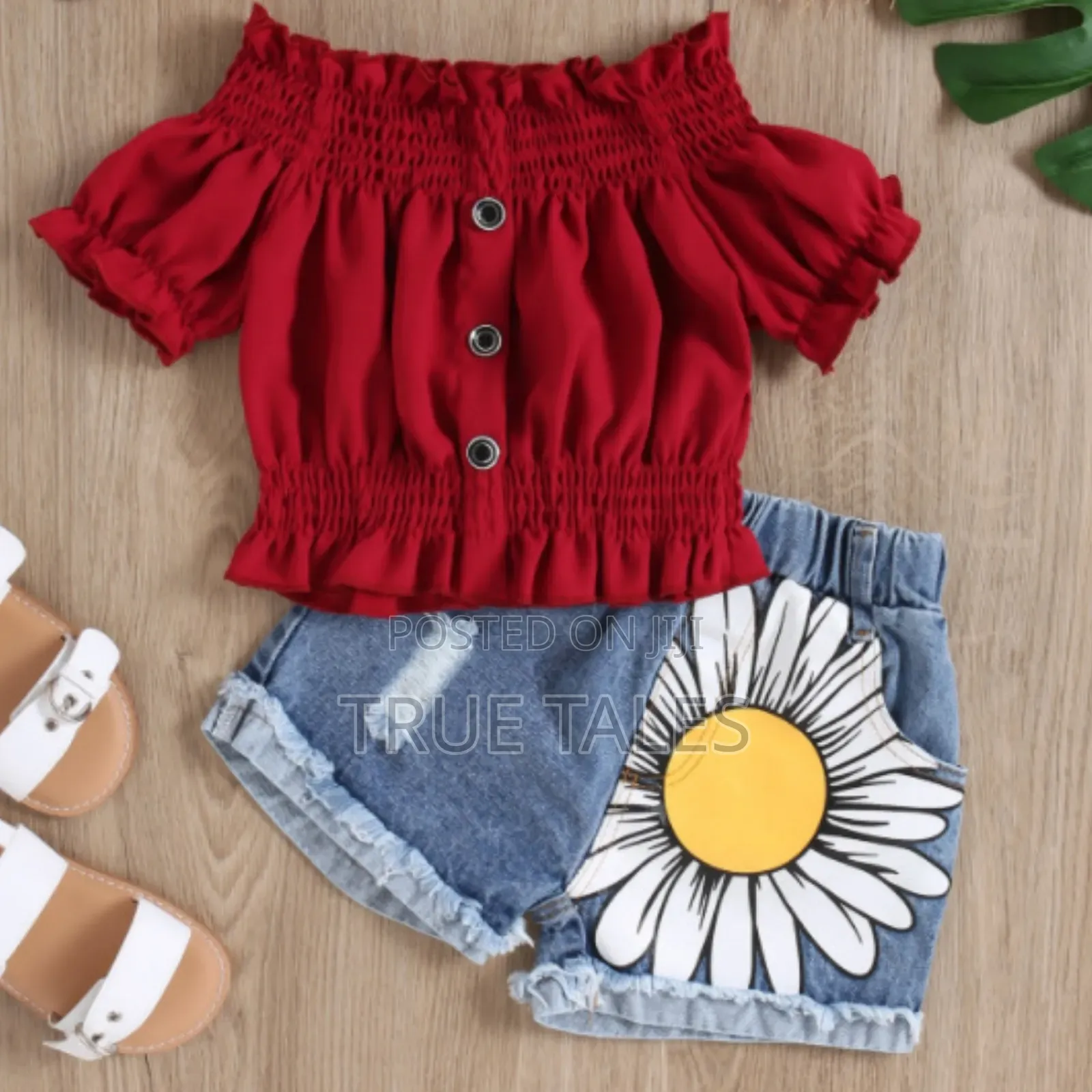 Turkey Girl's Halter Neck Top and Jeans Flower Shorts