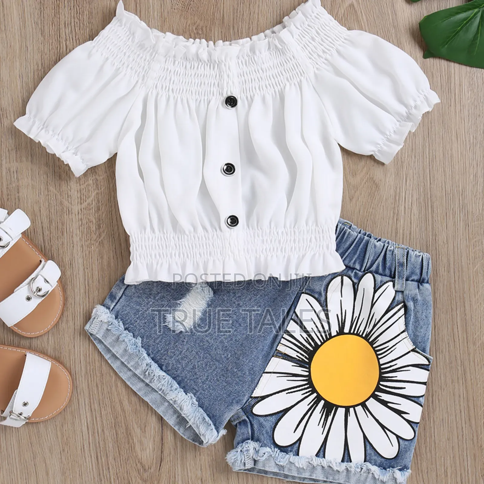 Turkey Girl's Halter Neck Top and Jeans Flower Shorts