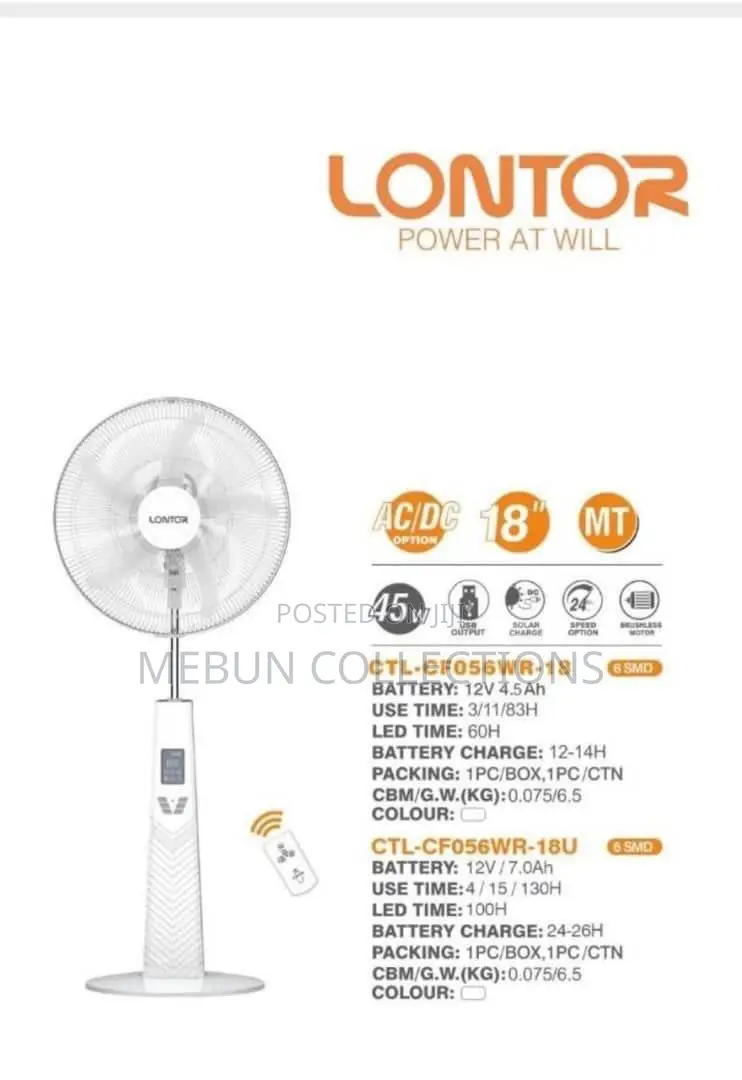 Lontor CTL - Cf056wr 18inches Rechargeable Fan With Remote