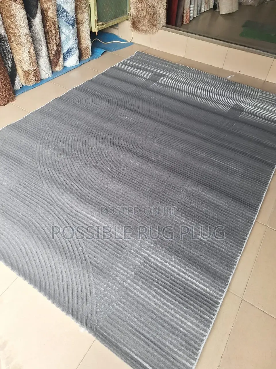 Print Plain Gray Center Rug