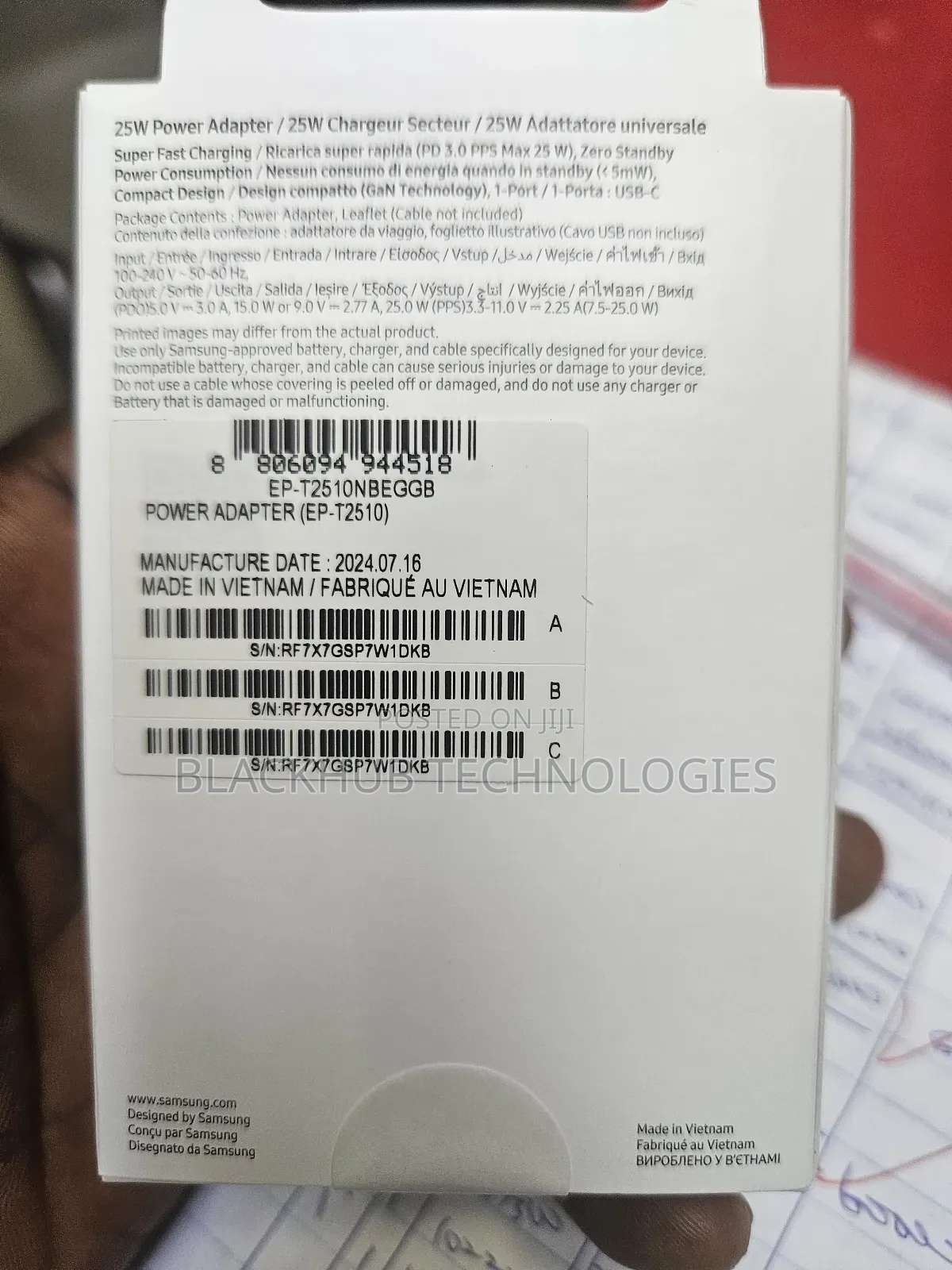 Samsung Super Fast 25 Watts Charger (Head Only) Type-C Port