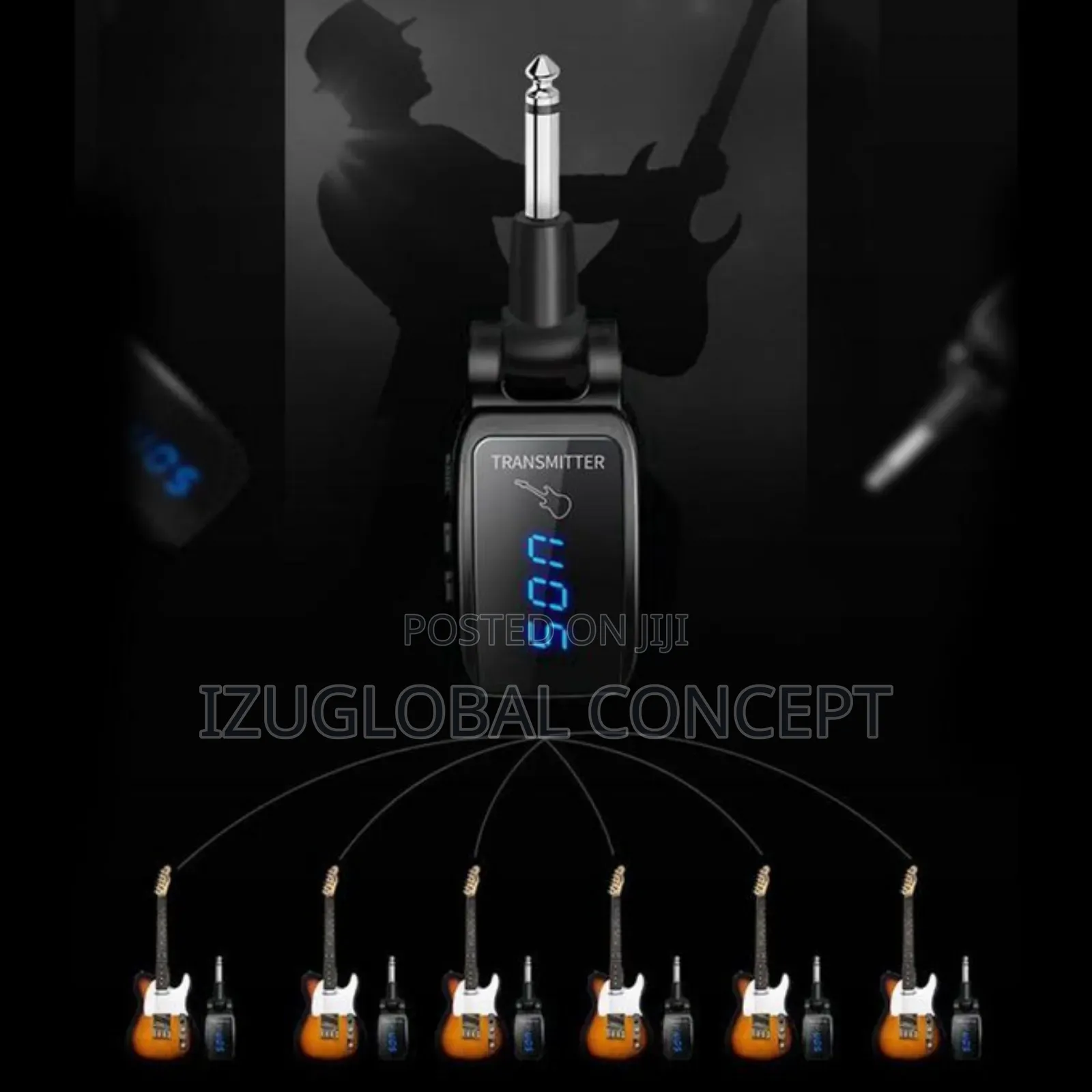 UHF Digital Guitar Bass Wireless System Transmitter Black