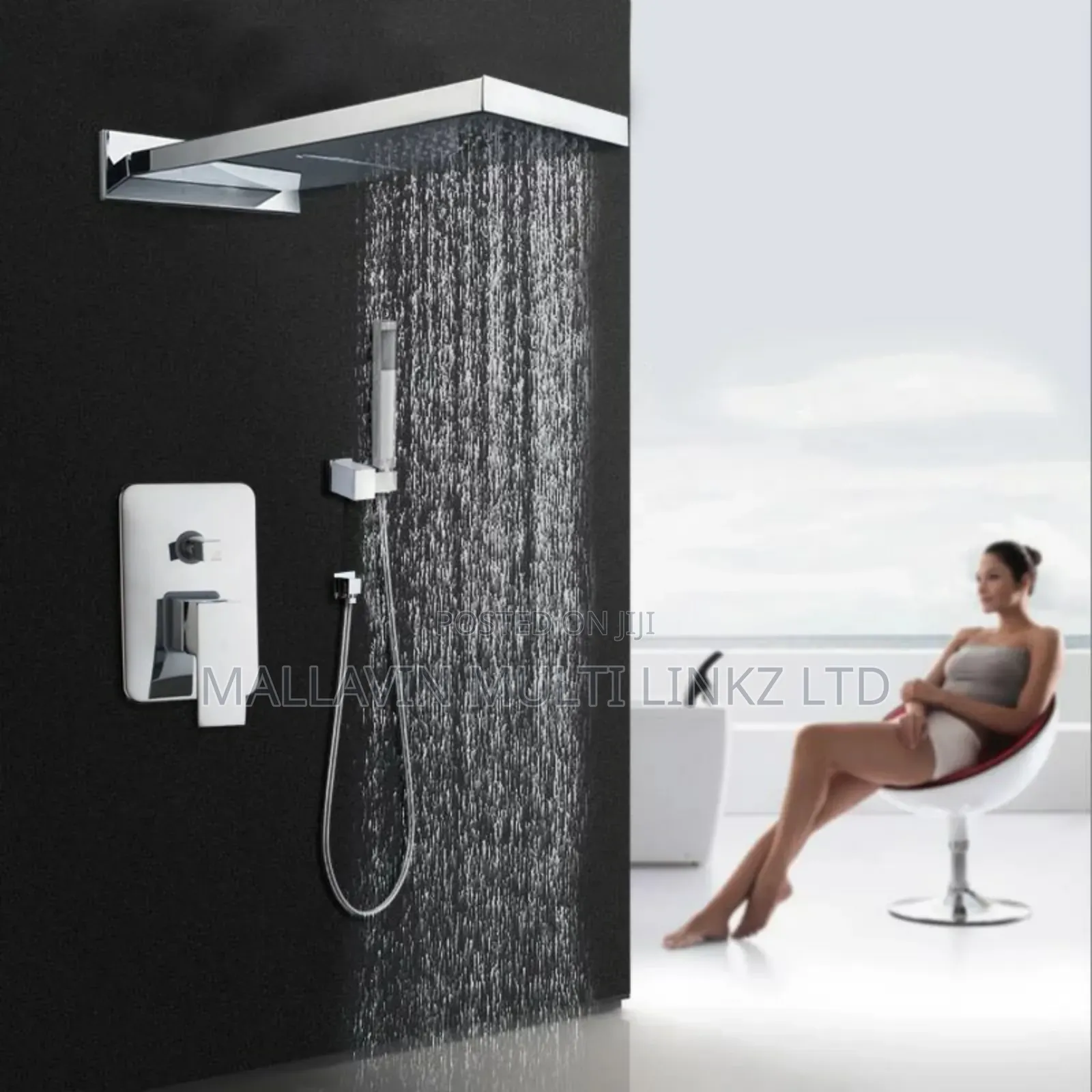 Waterfall Silver Conduit Shower
