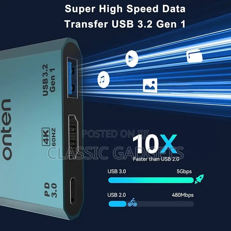 Onten Usb-C to HDMI Type-C Hub With at 60hz Hdmi, Pd 100W
