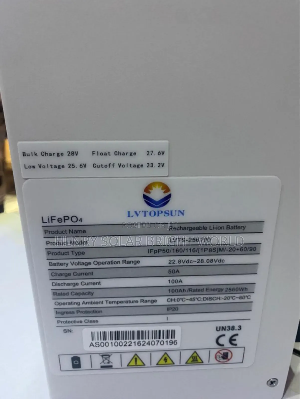 2.56kwh 25.6v 100ah Lvtopsun Lithium Battery