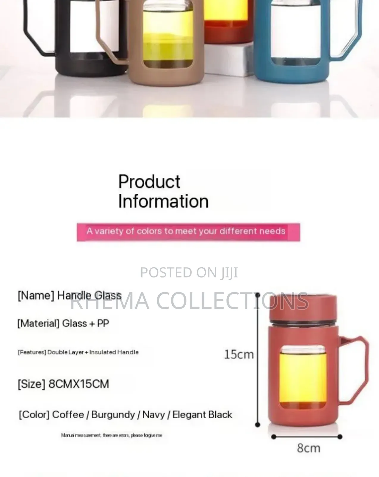 500ml Insulated Handle Glass Cup