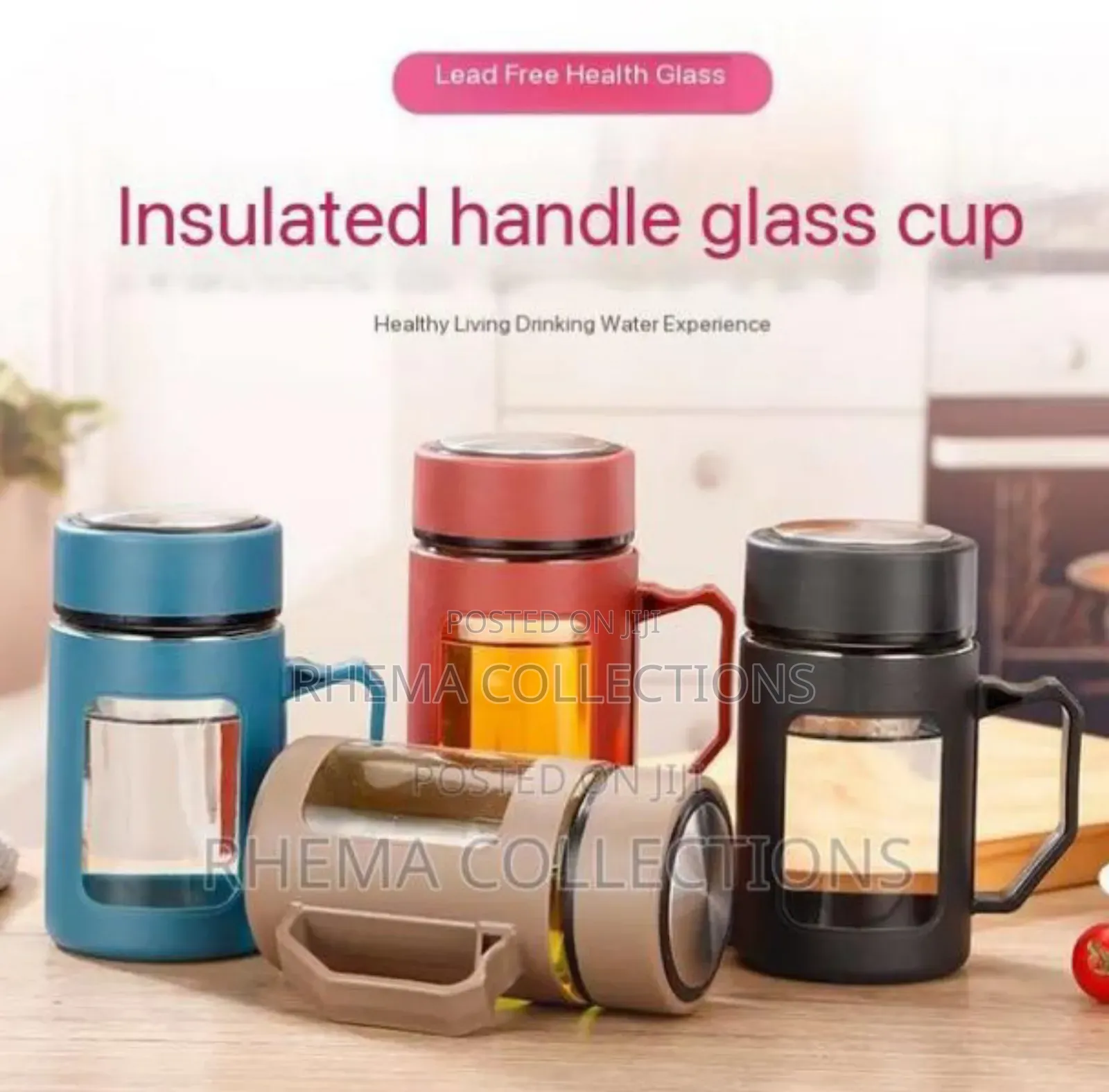 500ml Insulated Handle Glass Cup