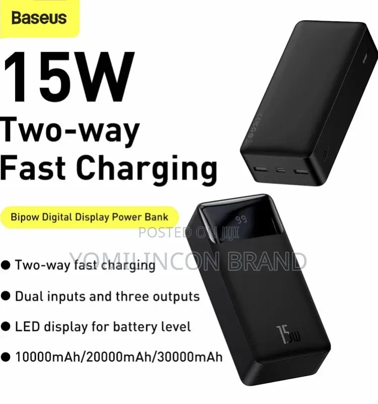 Baseus Bipow Series 15W 30000mah Power Bank, Black