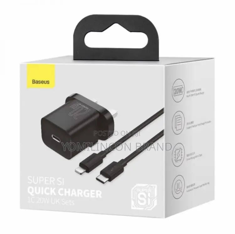 Baseus Super Si Quick Charger 1C 20W UK Sets Black