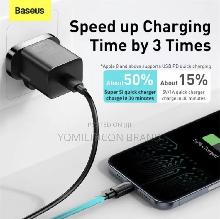 Baseus Super Si Quick Charger 1C 20W UK Sets Black