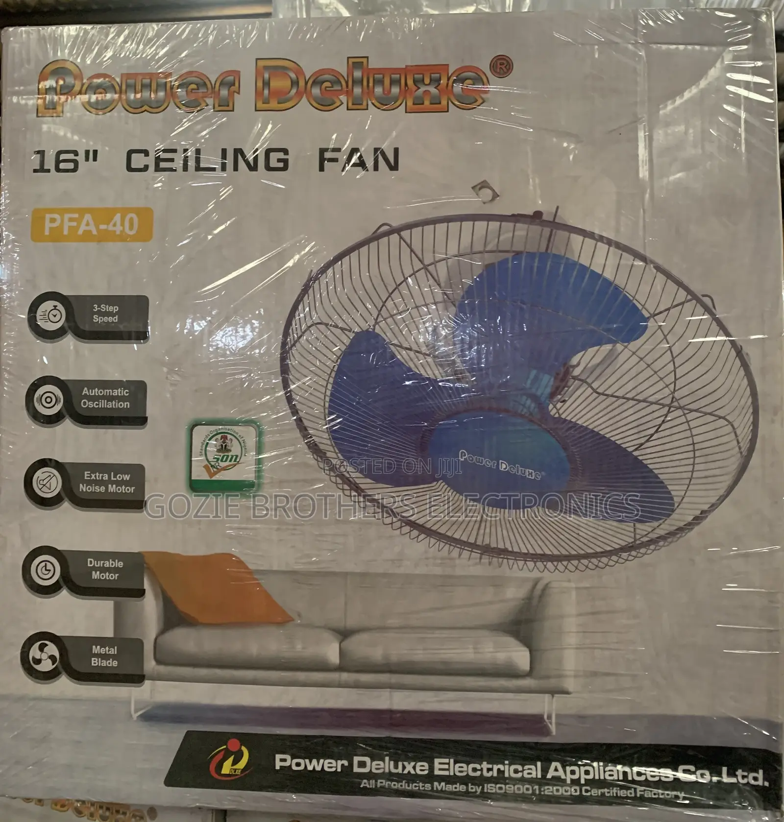 Power Deluxe 16 Inches Ceiling/Orbit Fan With Iron Blade